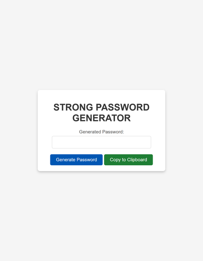 Strong Password Generator html css JavaScript